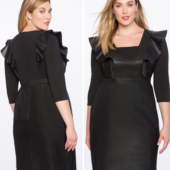 Eloquii Dresses & Skirts - Eloquii Faux Leather Black Cocktail Dress Size 22